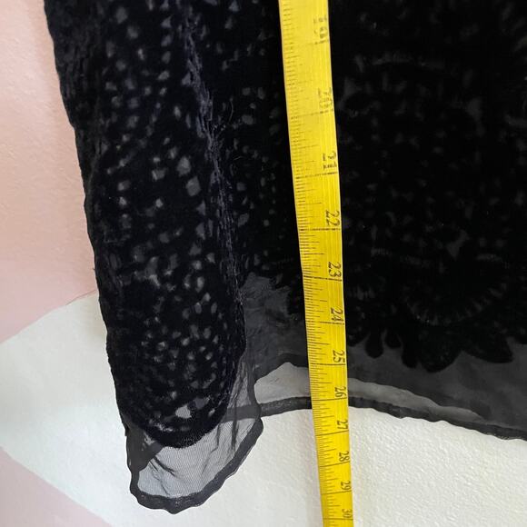 Black Burnout Velvet Mesh Top Oversized Grunge Witchy Gothic Whimsigoth Small - Picture 7 of 7